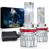 Cougar Motor 9007 LED Headlight Bulbs, 9007 LED Bulbs Double CANBUS-Ready 42000LM 6500K White Lights Ultra-Bright with Turbo Cooling Fan Easy Installation, Plug-N-Play, Pack of 2