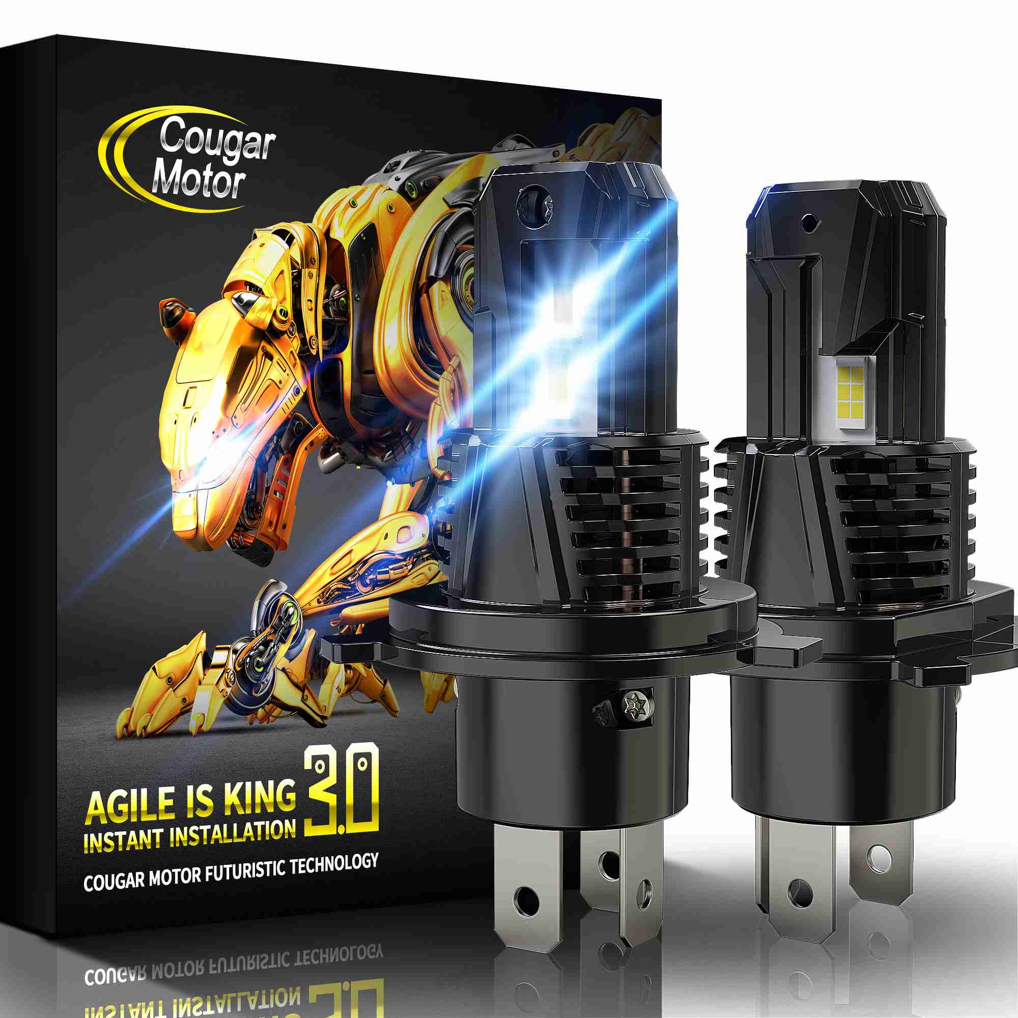 H4 Motorcycle Bulbs, Design For Powersport And Motorcycle Bike Bulb 22000lm H4 9003 Hb2 Motorbike Bulb Plug Play Fog Lights 1 Pack White H11