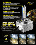 Cougar Motor D1S HID Headlight Bulbs, 6000K Diamond White Light, 35W High Low Beam D1S Xenon HID Bulb with Metal Stents Base, 100% Anti-UV, 66144 66140 85140 85415 OEM Replacement, Pack of 2