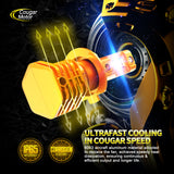 Cougar Motor H7 LED Headlight Bulb, 12000LM Fanless and Wireless 6500K Cool White All-in-One Direct Installation, 1:1 Size Halogen Replacement, Plug-N-Play, Pack of 2