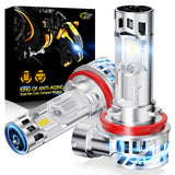 Cougar Motor H11 LED Headlight Bulbs, H11 LED Bulb with Dual Cooling Fan, 50000LM 6500K White Lights, 1000% Brightness Real 1:1 Size, CANBUS-Ready 70,000+ HRS Lifespan, Plug-N-Play, Pack of 2
