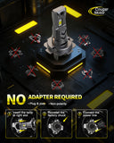 Cougar Motor H7 LED Headlight Bulbs, No Adapter Required Auxiliary Fog 1:1 Mini Size Plug and Play Off-raod Use, Pack of 2