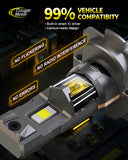 Cougar Motor H7 LED Headlight Bulbs, No Adapter Required Auxiliary Fog 1:1 Mini Size Plug and Play Off-raod Use, Pack of 2