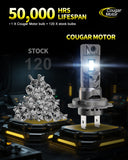 Cougar Motor H7 LED Headlight Bulbs, No Adapter Required Auxiliary Fog 1:1 Mini Size Plug and Play Off-raod Use, Pack of 2