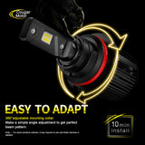 Cougar Motor 9007 Led Headlight Bulbs, K16 Series All-in-One - 18000LM 6000K Cool White, Quick Installation Halogen Replacement