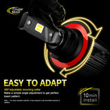 Cougar Motor H13 LED Headlight Bulbs, 18000LM K16 Series 9008 LED Bulbs All-in-One 6000K Cool White, Quick Installation Halogen Replacement