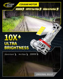 Cougar Motor H11 LED Headlight Bulbs, H11 LED Bulb with Dual Cooling Fan, 50000LM 6500K White Lights, 1000% Brightness Real 1:1 Size, CANBUS-Ready 70,000+ HRS Lifespan, Plug-N-Play, Pack of 2