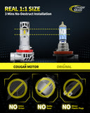Cougar Motor H11 LED Headlight Bulbs, H11 LED Bulb with Dual Cooling Fan, 50000LM 6500K White Lights, 1000% Brightness Real 1:1 Size, CANBUS-Ready 70,000+ HRS Lifespan, Plug-N-Play, Pack of 2