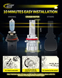 Cougar Motor 9007 LED Headlight Bulbs, 9007 LED Bulbs Double CANBUS-Ready 42000LM 6500K White Lights Ultra-Bright with Turbo Cooling Fan Easy Installation, Plug-N-Play, Pack of 2