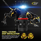 Cougar Motor X-Small Mini Series 9007 Led Headlight Bulbs , 18000LM 6500K All-in-One - Cool White, 360°Adjustable Beam - Halogen Replacement Pack of 2