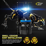 Cougar Motor X-Small Mini Series H11 Led Headlight Bulbs , 18000LM 6500K All-in-One - Cool White, 360°Adjustable Beam - Halogen Replacement Pack of 2