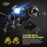 Cougar Motor X-Small Mini Series H4 Led Bulbs , 18000LM 6500K All-in-One - Cool White, 360°Adjustable Beam - Halogen Replacement Pack of 2