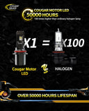 Cougar Motor 9007 LED Bulb, HB5 12000LM Noiseless 6500K Cool White All-in-One Direct Installation, Halogen Replacement